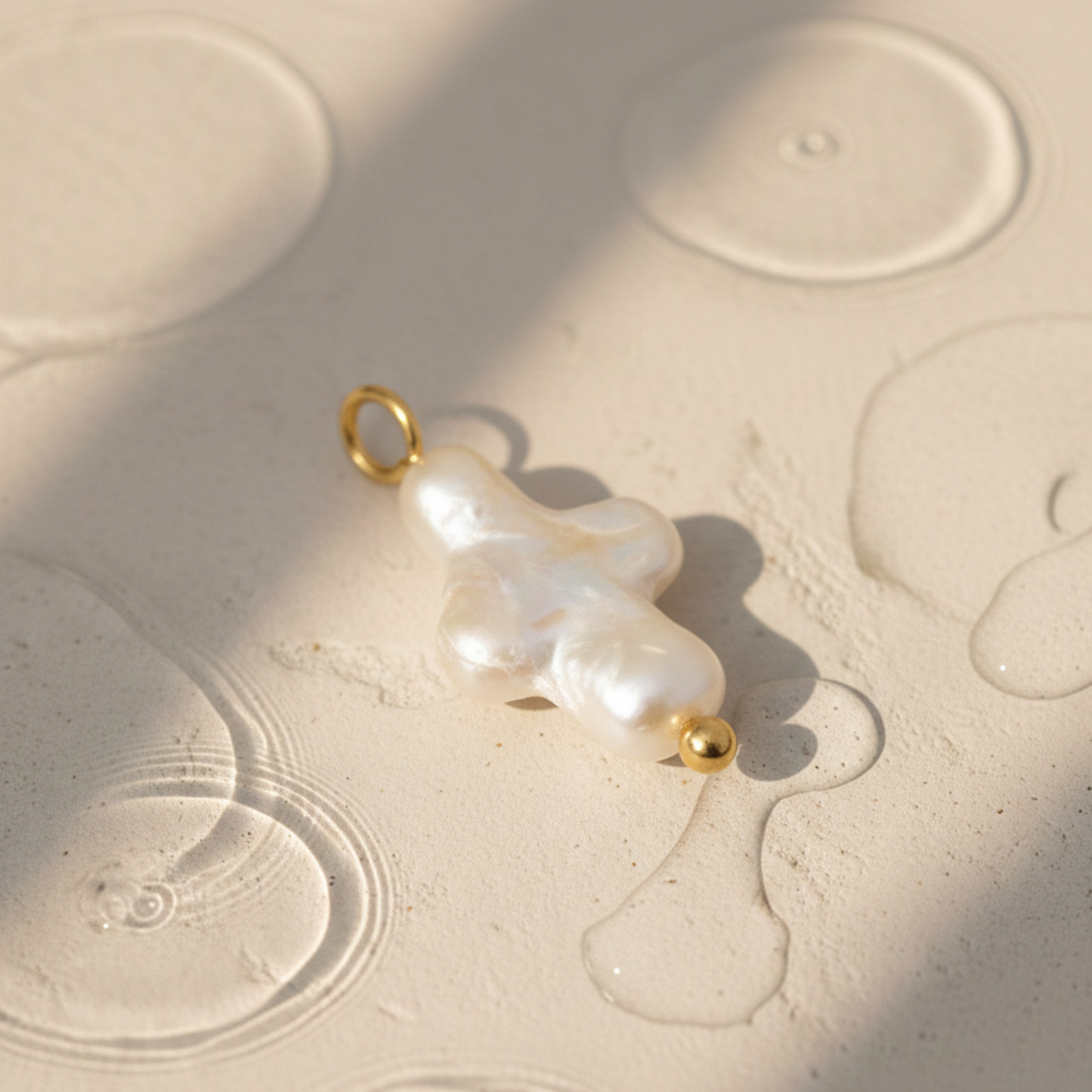 Small Pearl Cross Charm