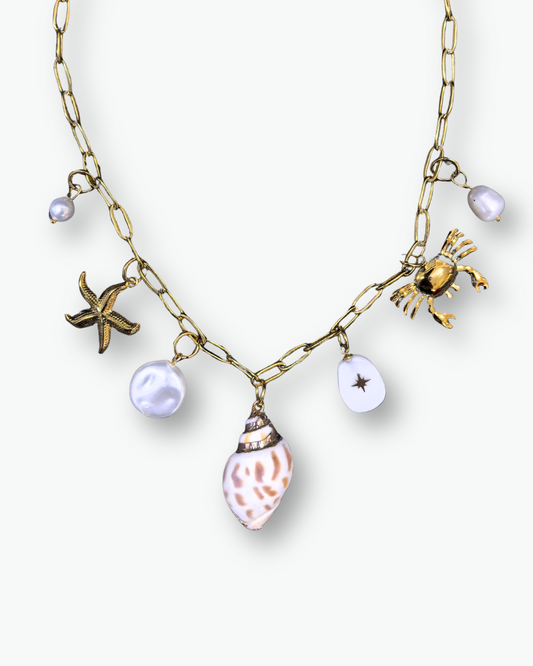 Seashell Sangria Multi Charm Necklace
