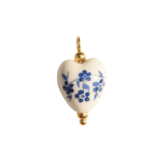 Floral Ceramic Heart Charm