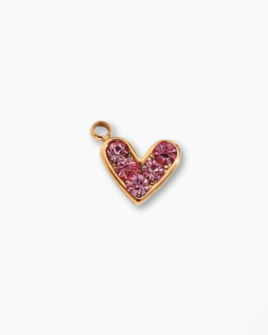 Pink Sparkle Heart Charm