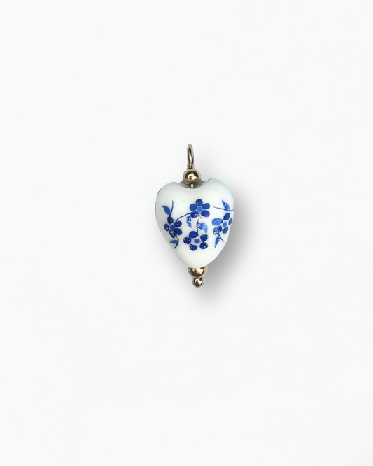 Floral Ceramic Heart Charm